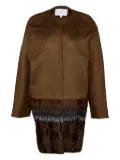 Carolina Herrera feather-trimmed coat - Brown