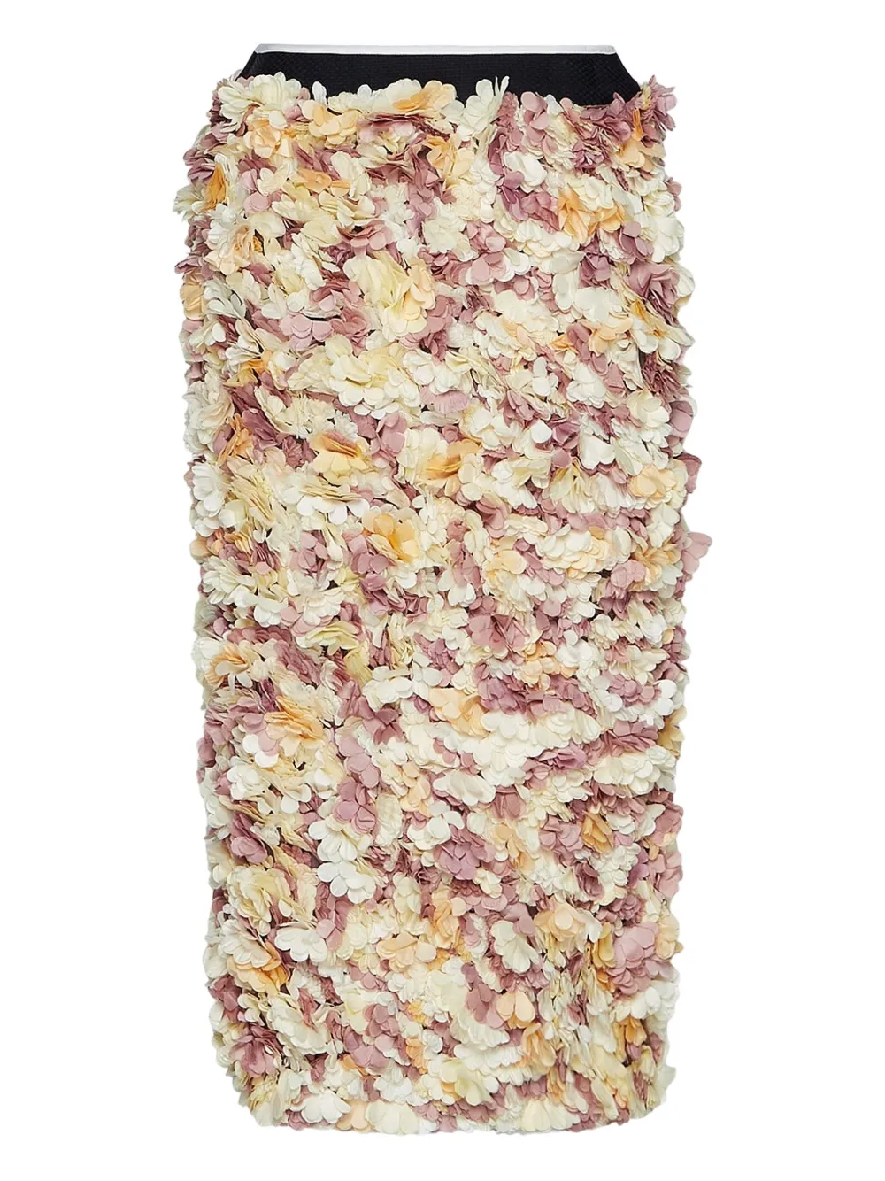 Marni Flower-embellished Midi Skirt In Neutral