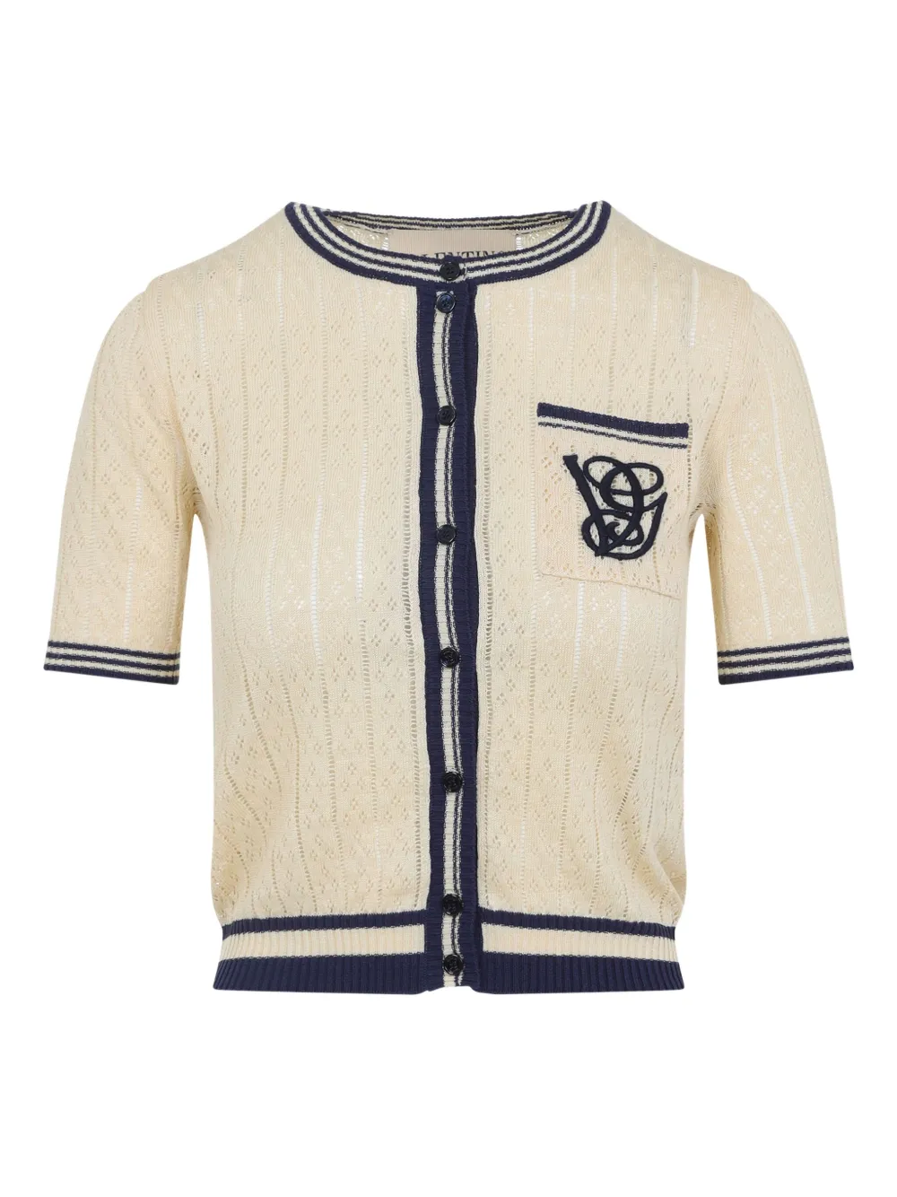 Valentino Garavani embroidered-pocket short-sleeve cardigan Beige