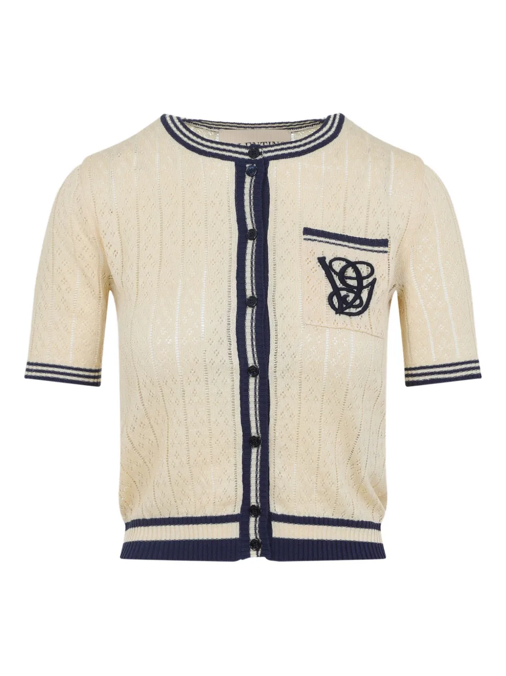 Valentino Garavani embroidered-pocket short-sleeve cardigan Beige