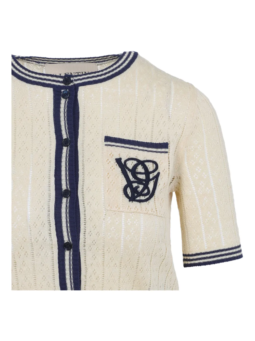 Valentino Garavani embroidered-pocket short-sleeve cardigan Beige