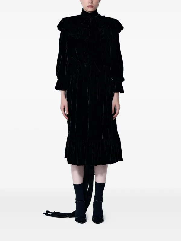 BALENCIAGA ワンピース ドレス 38 M ブラック リボン Balenciaga Ruffled lace-up Midi Dress | Black | FARFETCH