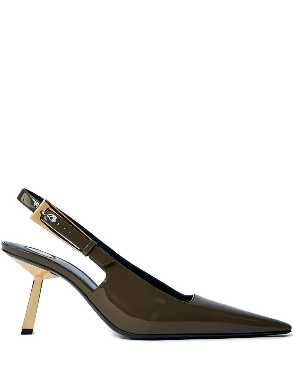 Saint Laurent 110mm LEE patent-leather slingback pumps Brown