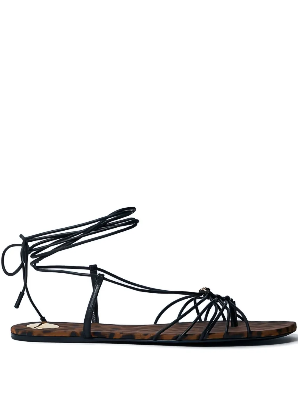 Saint Laurent Babylone lace-up flat sandals Brown