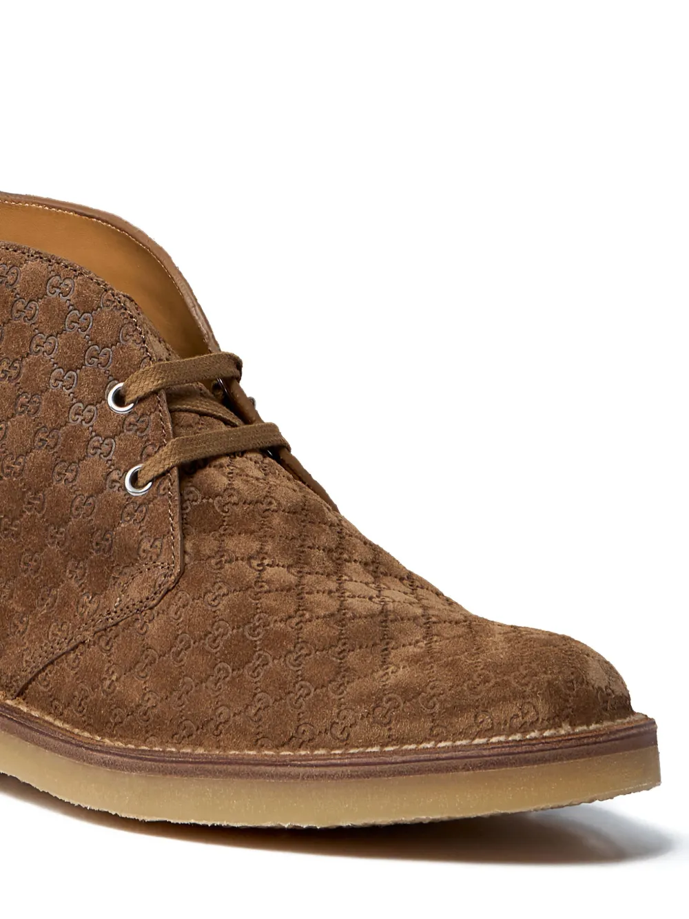 Gucci GG-pattern lace-up boots Brown