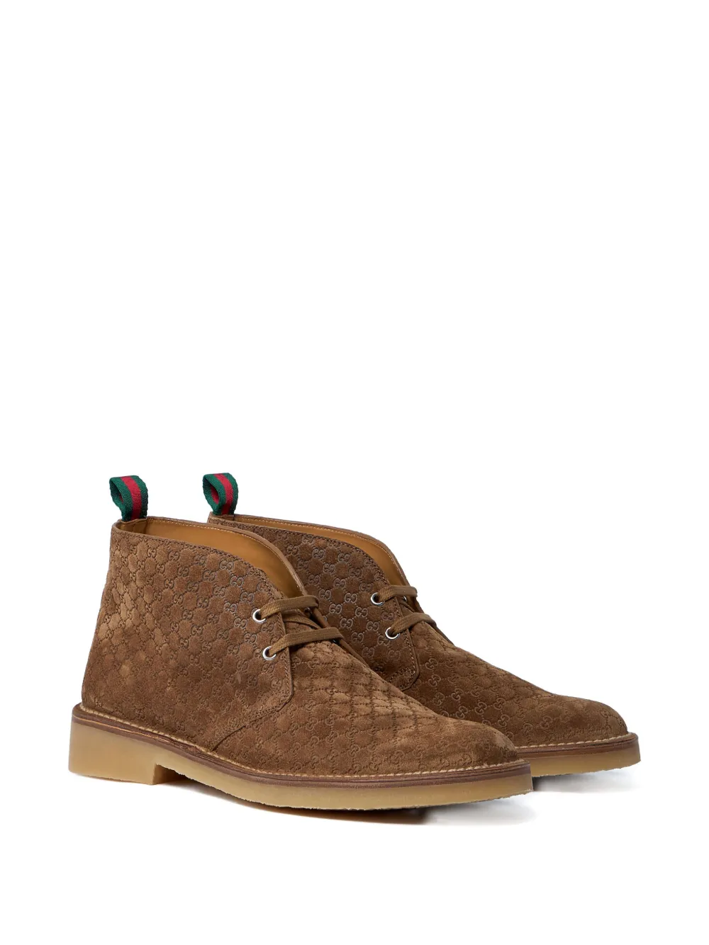 Gucci GG-pattern lace-up boots Brown