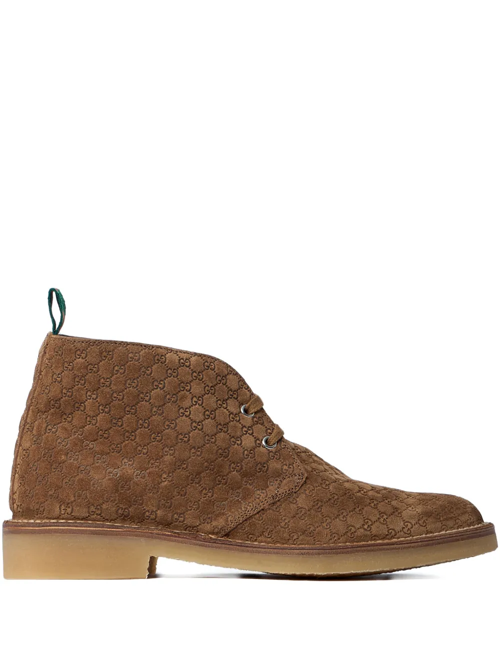 Gucci GG-pattern lace-up boots Brown