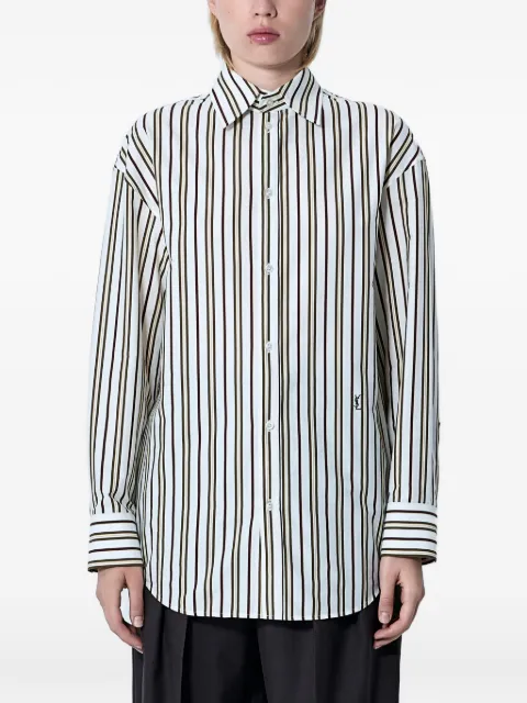 Saint Laurent striped logo embroidery shirt