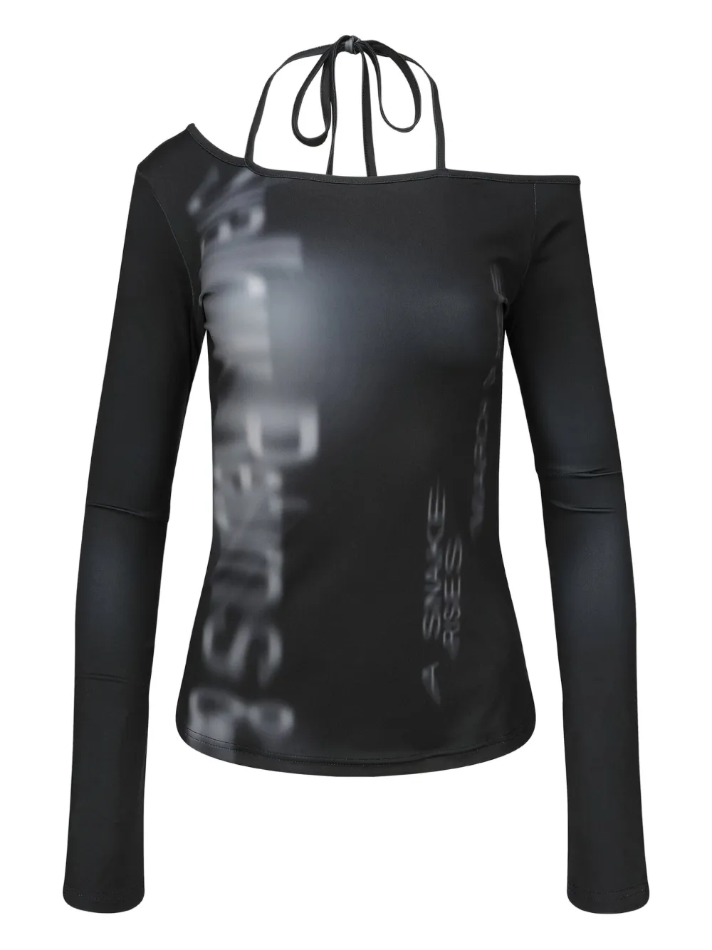 halterneck long-sleeve top
