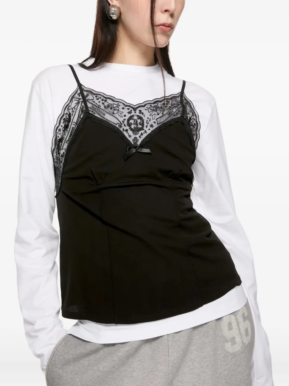 Acne Studios Tanktop met kanten afwerking Zwart