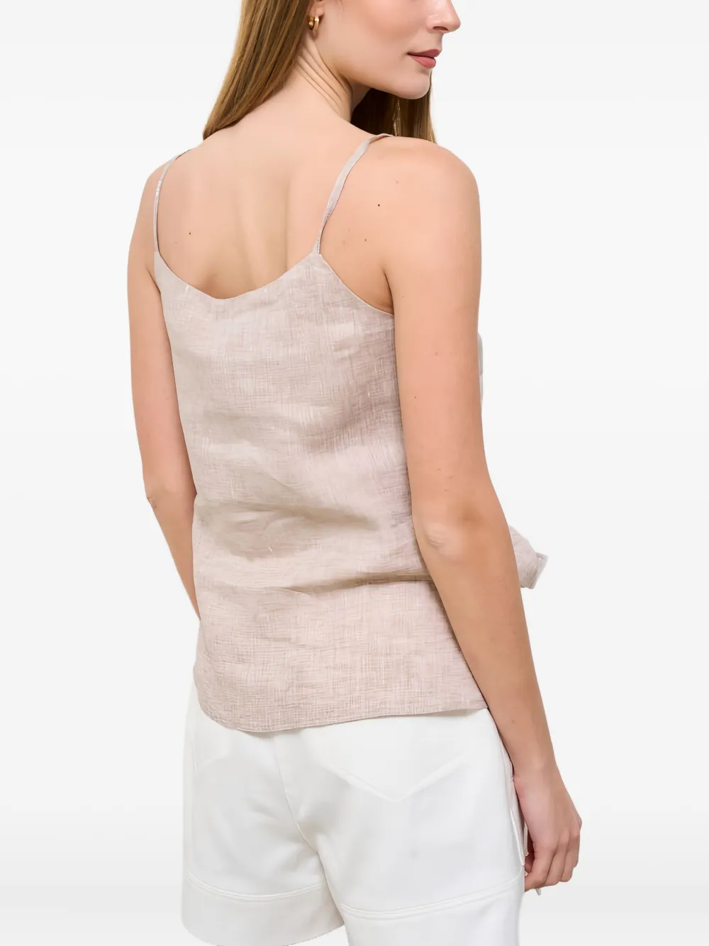 Peserico Spaghetti-strap Linen Tank Top In Pink