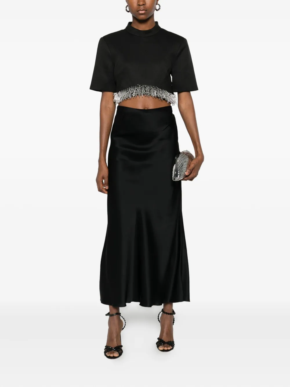 Malo draped midi skirt - Zwart