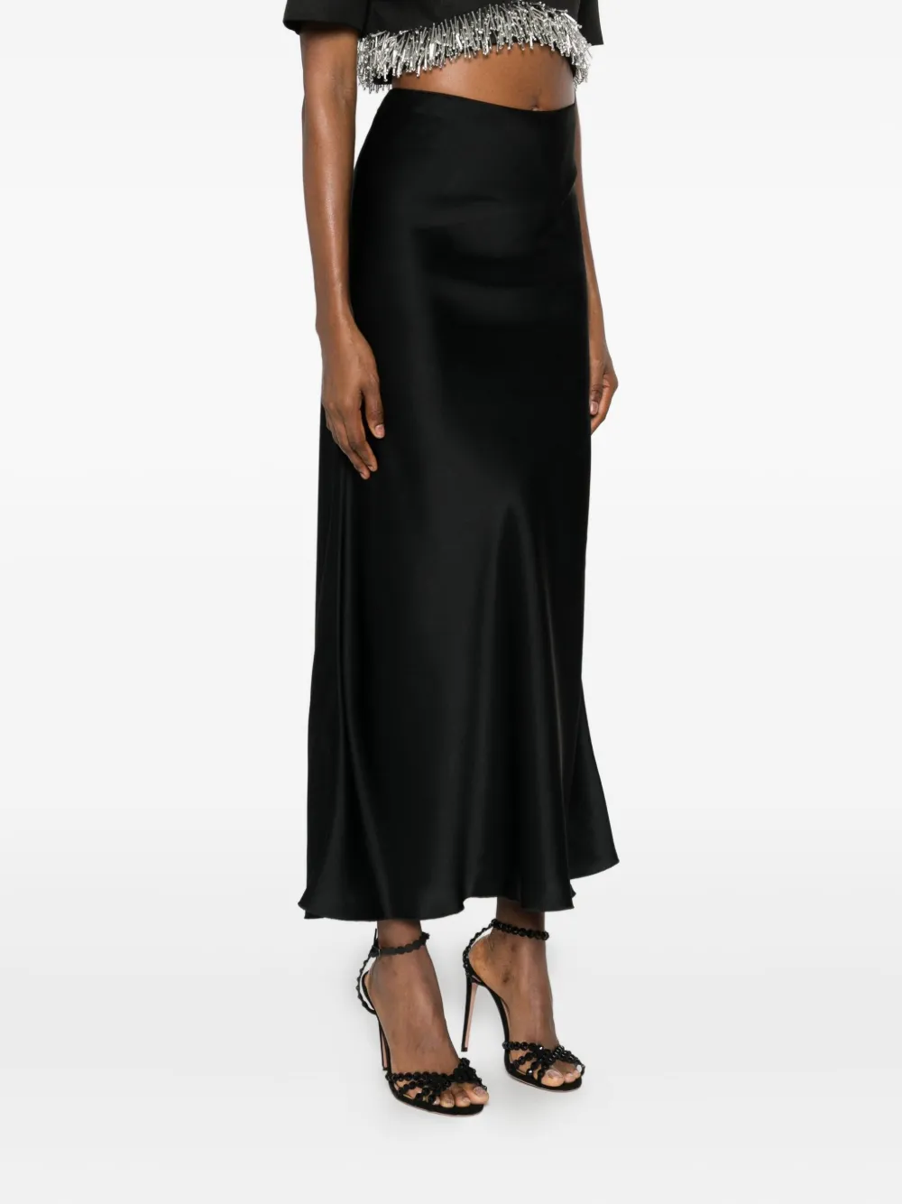 Malo Draped Midi Skirt In Black