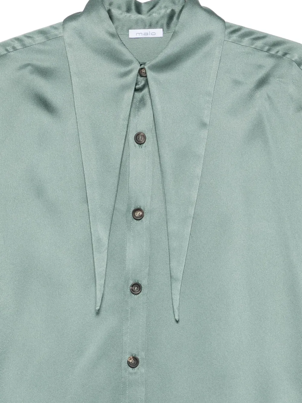 Malo Long-sleeve Satin Shirt In Green