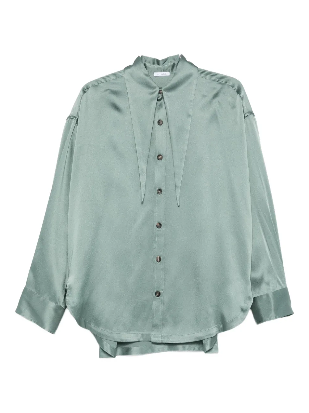 Malo Long-sleeve Satin Shirt In Green