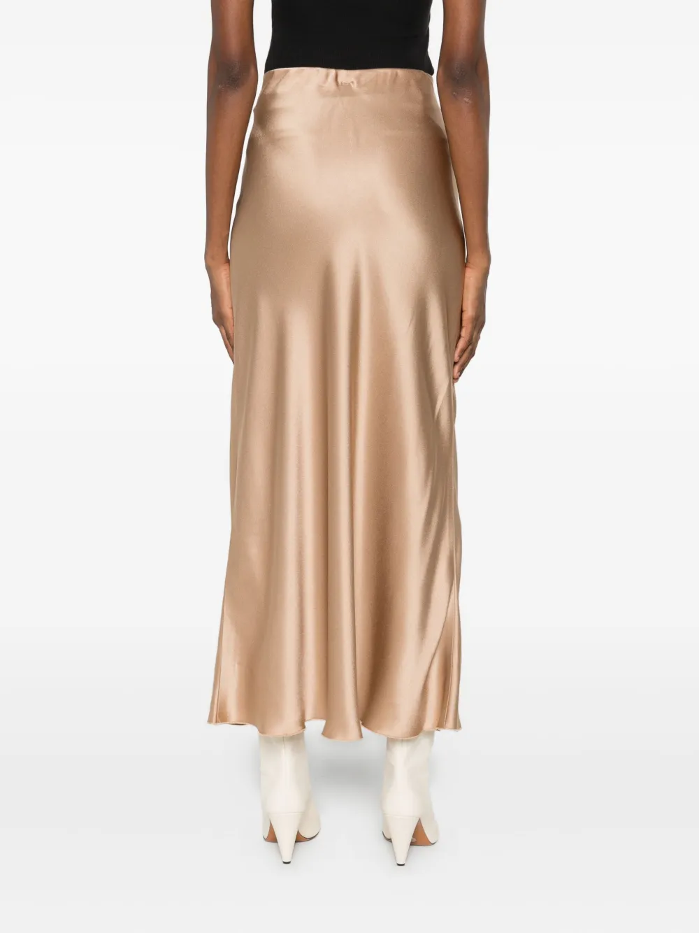 Malo Side-slit Midi Skirt In Brown