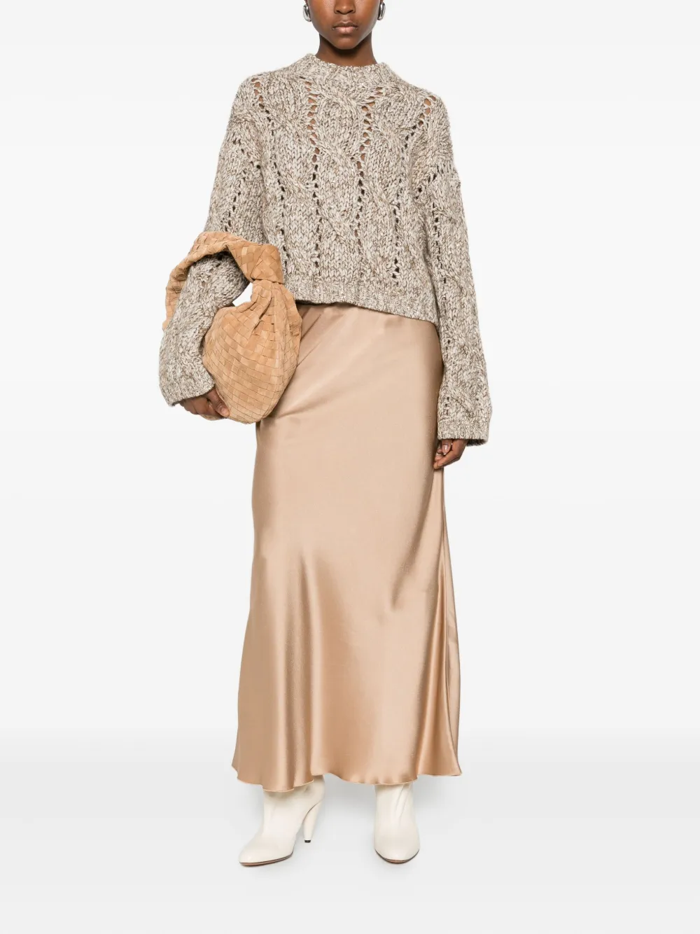 Malo side-slit midi skirt - Bruin