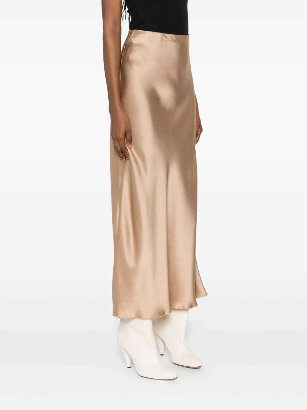 Malo Side-slit Midi Skirt In Brown