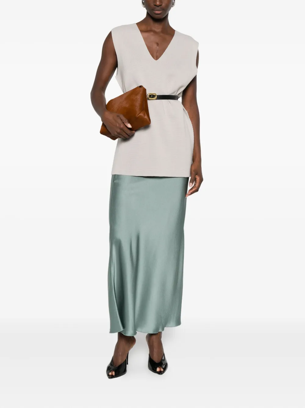Malo satin midi skirt - Groen
