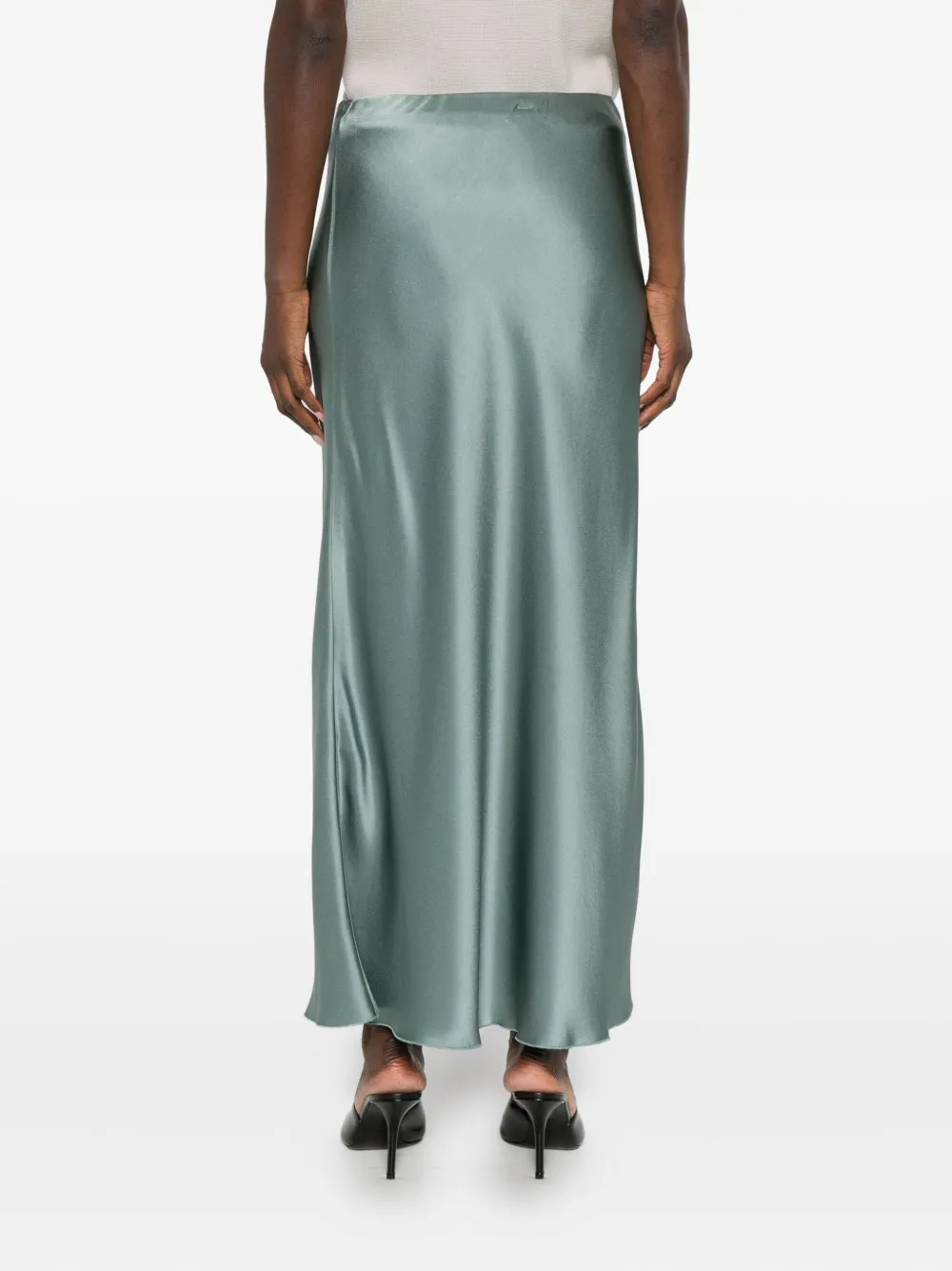 Malo Satin Midi Skirt In Green
