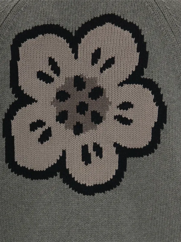Kenzo flower-embroidered Cardigan | Grey | FARFETCH