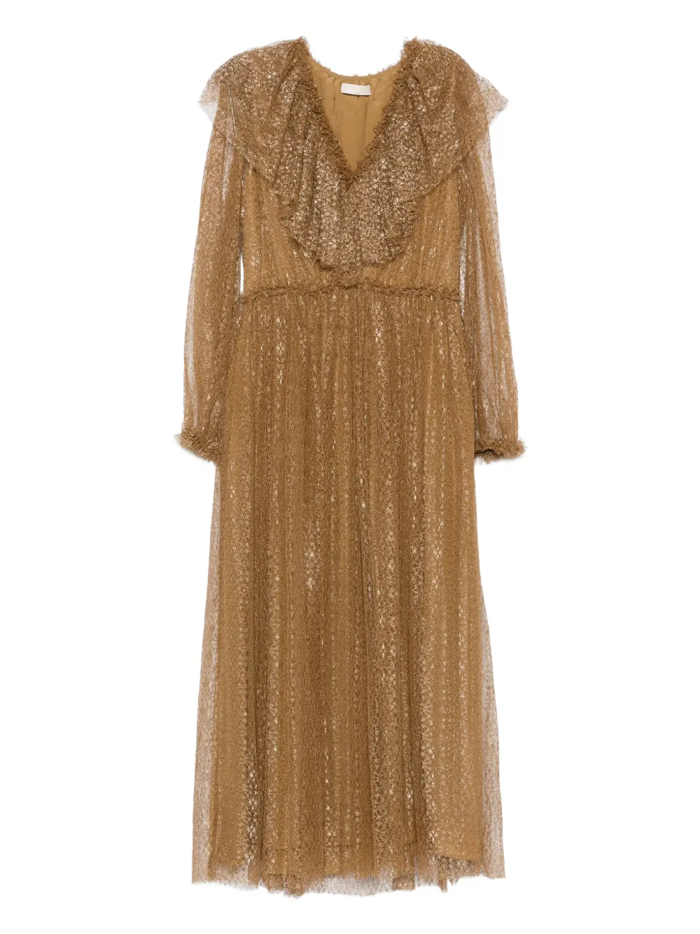 ruffled long-sleeve dress