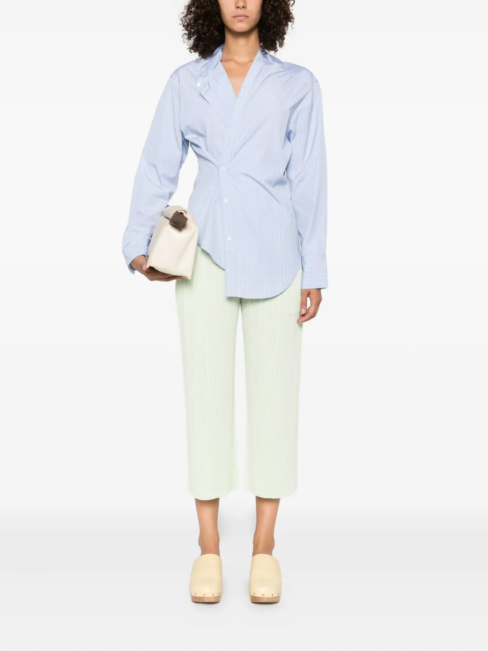 Róhe Katoenen asymmetrische gestreepte blouse - Blauw
