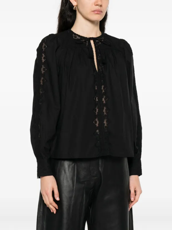 Ulla Johnson Kady lace-embroidery long-sleeve Blouse | Black