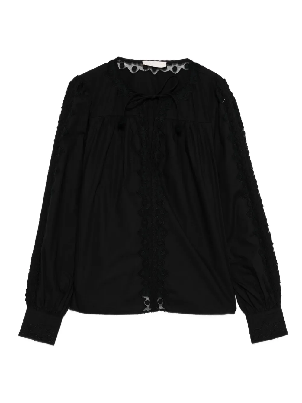 Kady lace-embroidery long-sleeve blouse