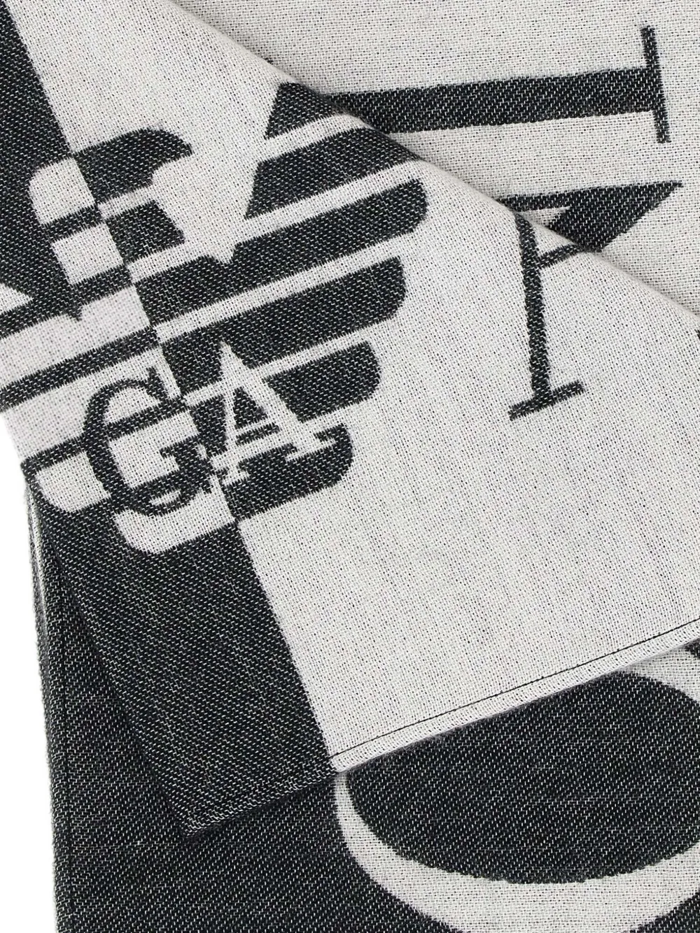 Emporio Armani Sjaal met franje en logo Zwart