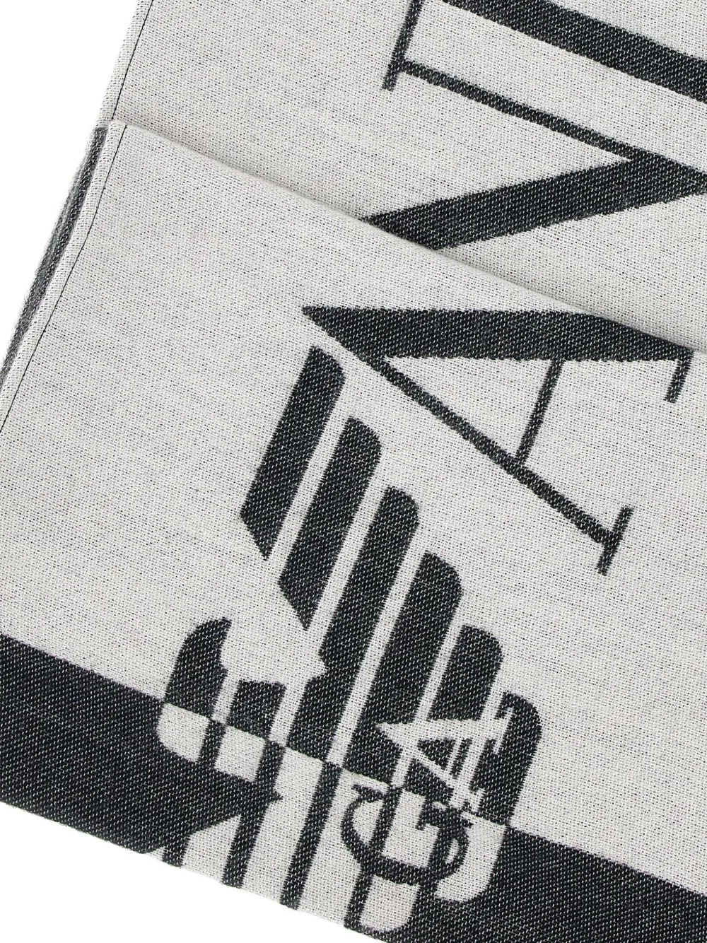 Emporio Armani Sjaal met franje en logo Zwart
