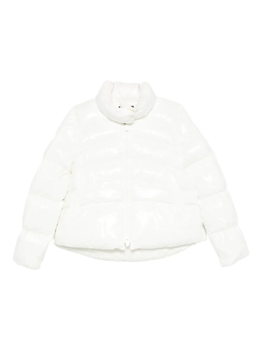 Pinko Puffy White Down Coat With Glossy Finish And High Collar In White