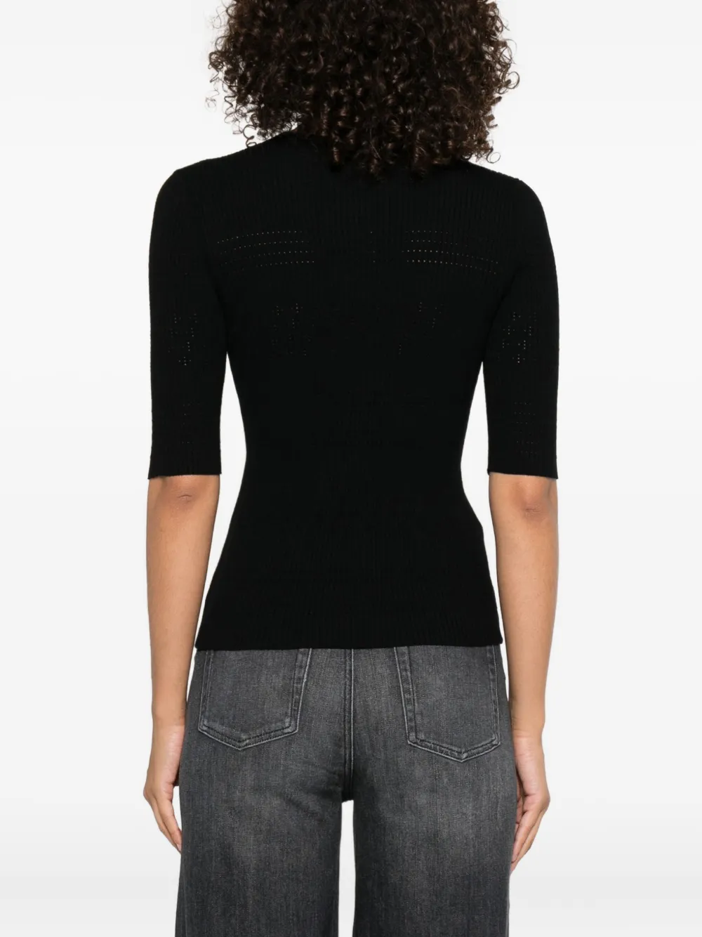TWINSET Geribbelde verfraaide top Zwart