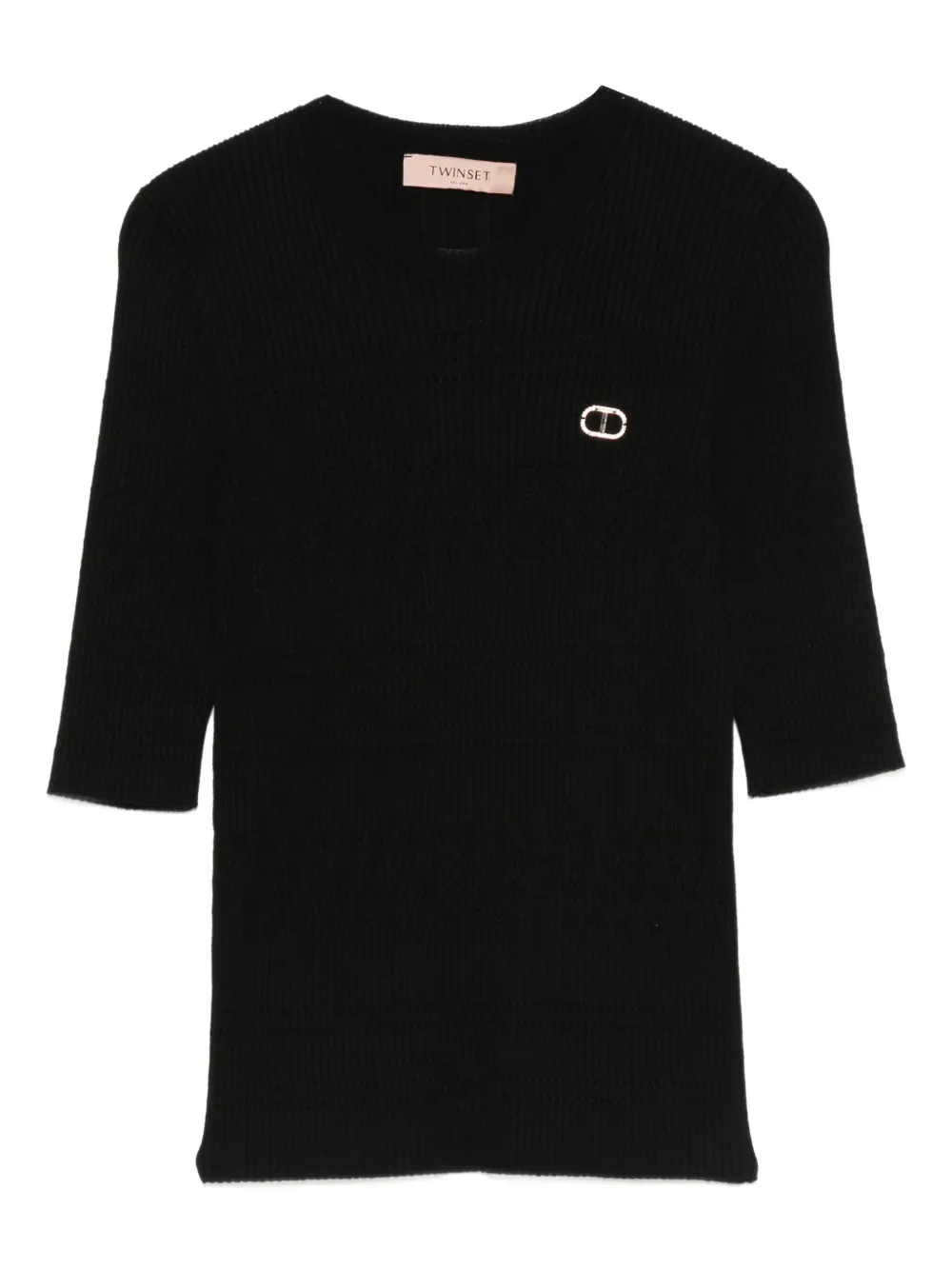TWINSET Geribbelde verfraaide top Zwart