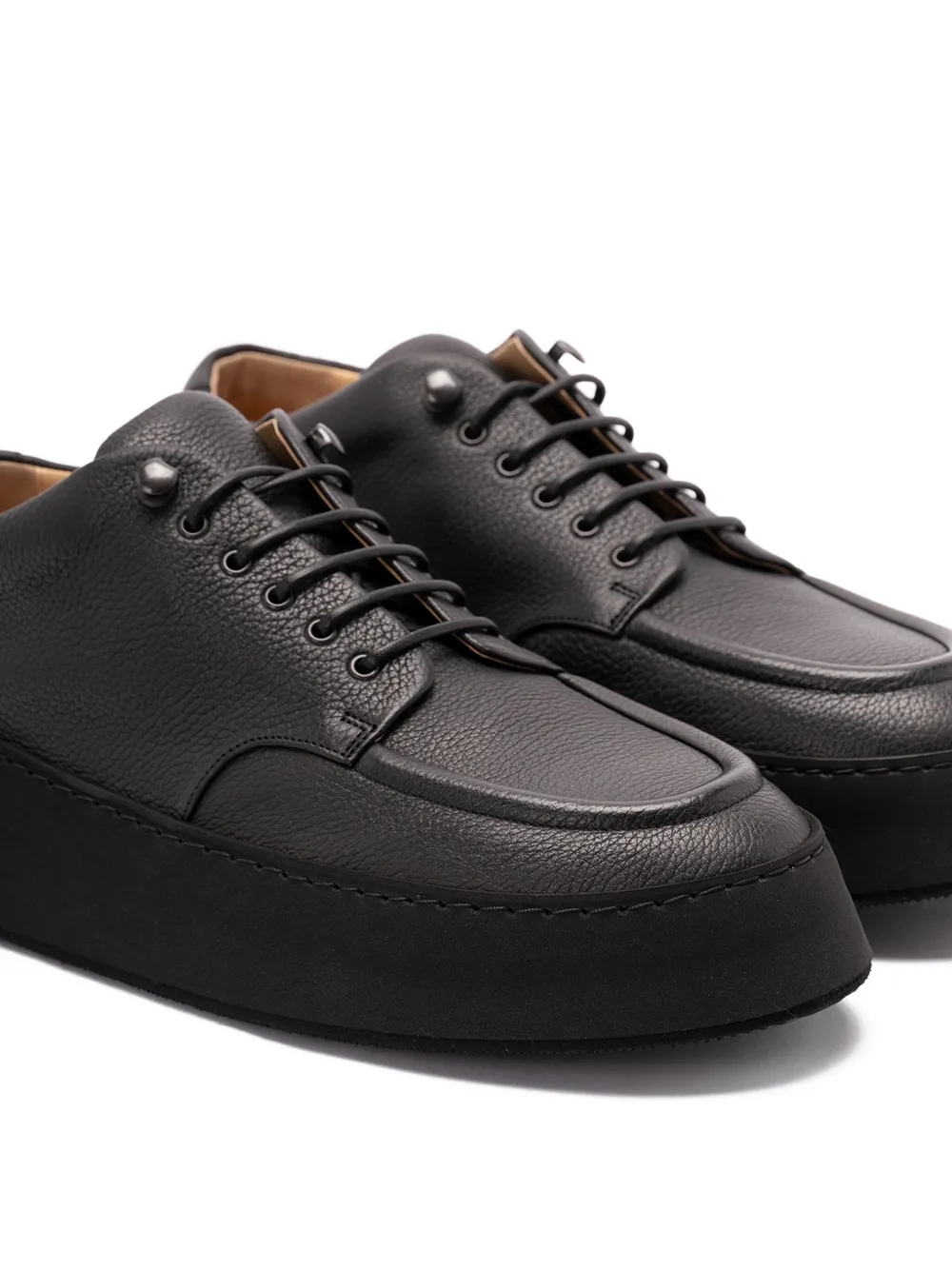 Marsèll pebbled leather platform derby shoes Black