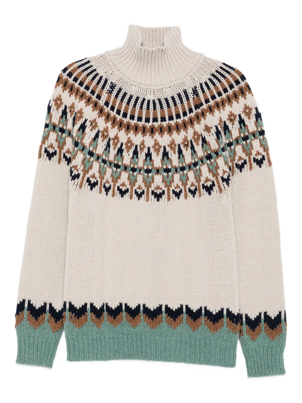 Dondup Fair-isle Turtleneck Sweater In Neutral