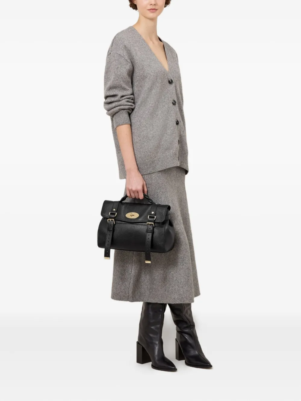 Mulberry Alexa boekentas met gevlochten handgreep - Zwart