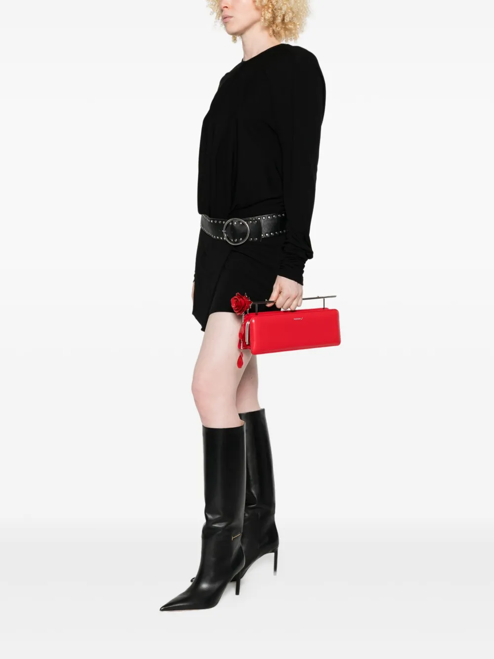 Seen Users Clutch verfraaid met rozen - Rood