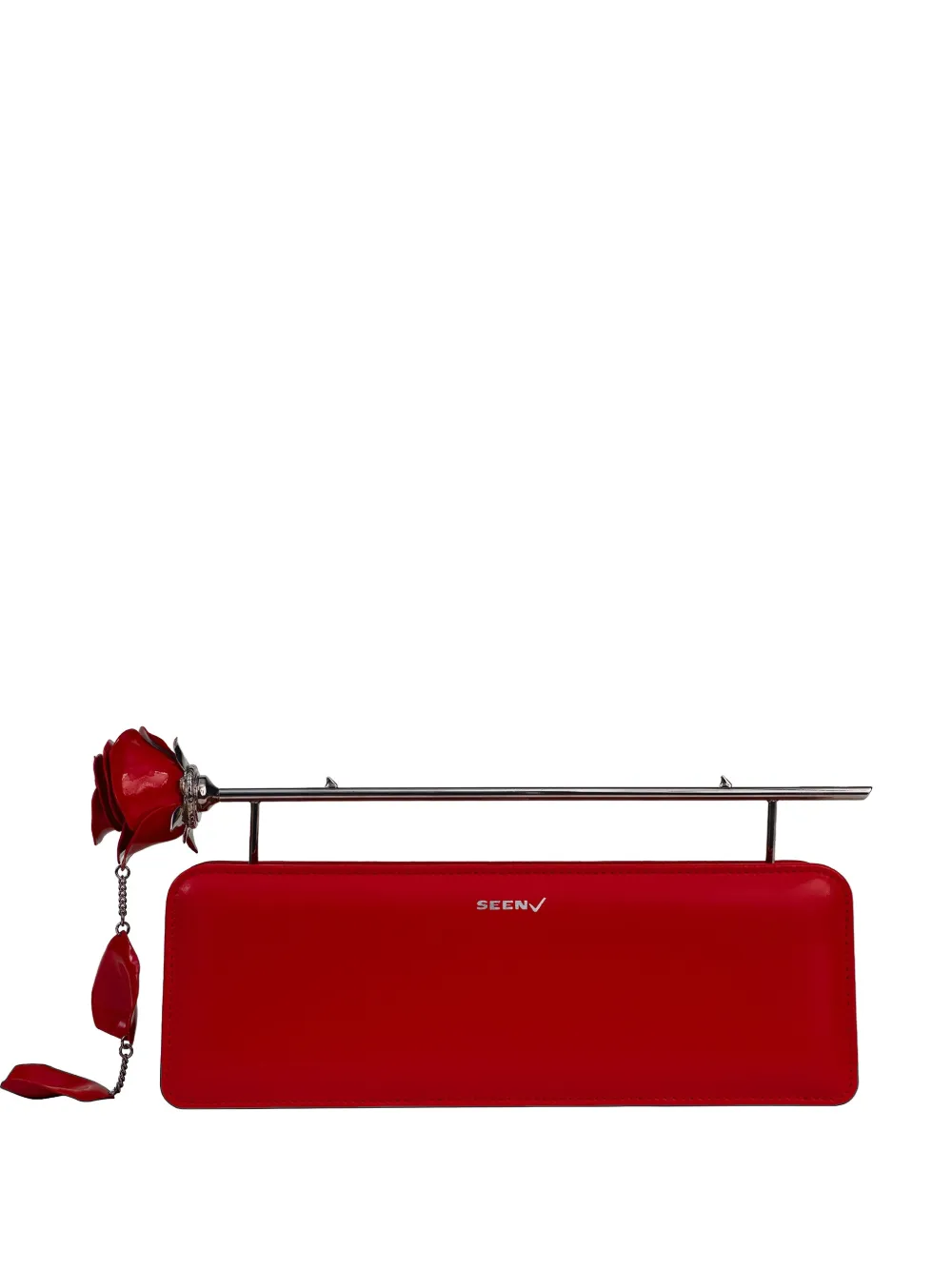 Seen Users rose-embellished clutch bag - Rosso