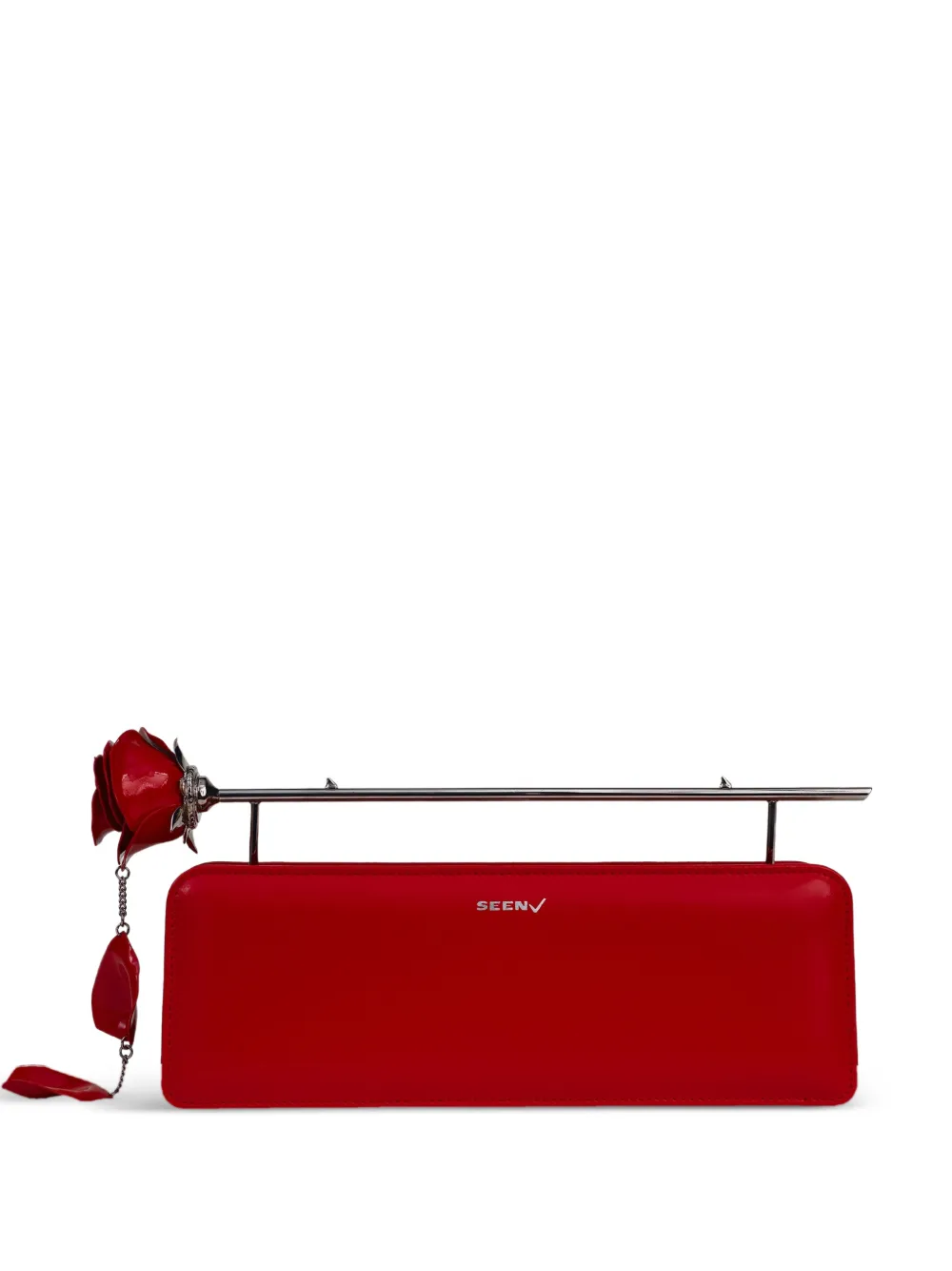 Seen Users rose-embellished clutch bag - Rosso
