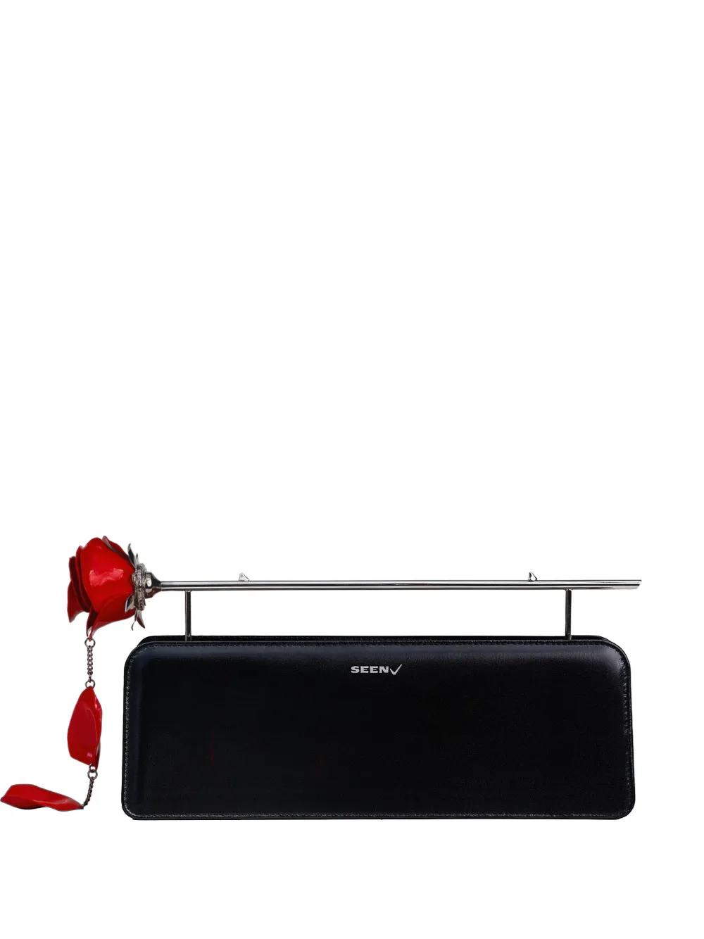Seen Users rose-embellished clasp clutch - Nero