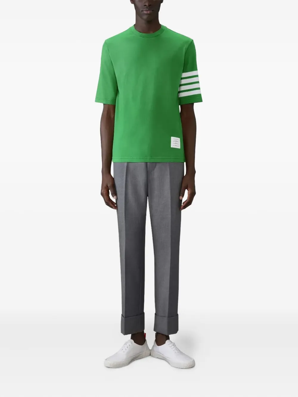 Thom Browne T-shirt met vier strepen Groen