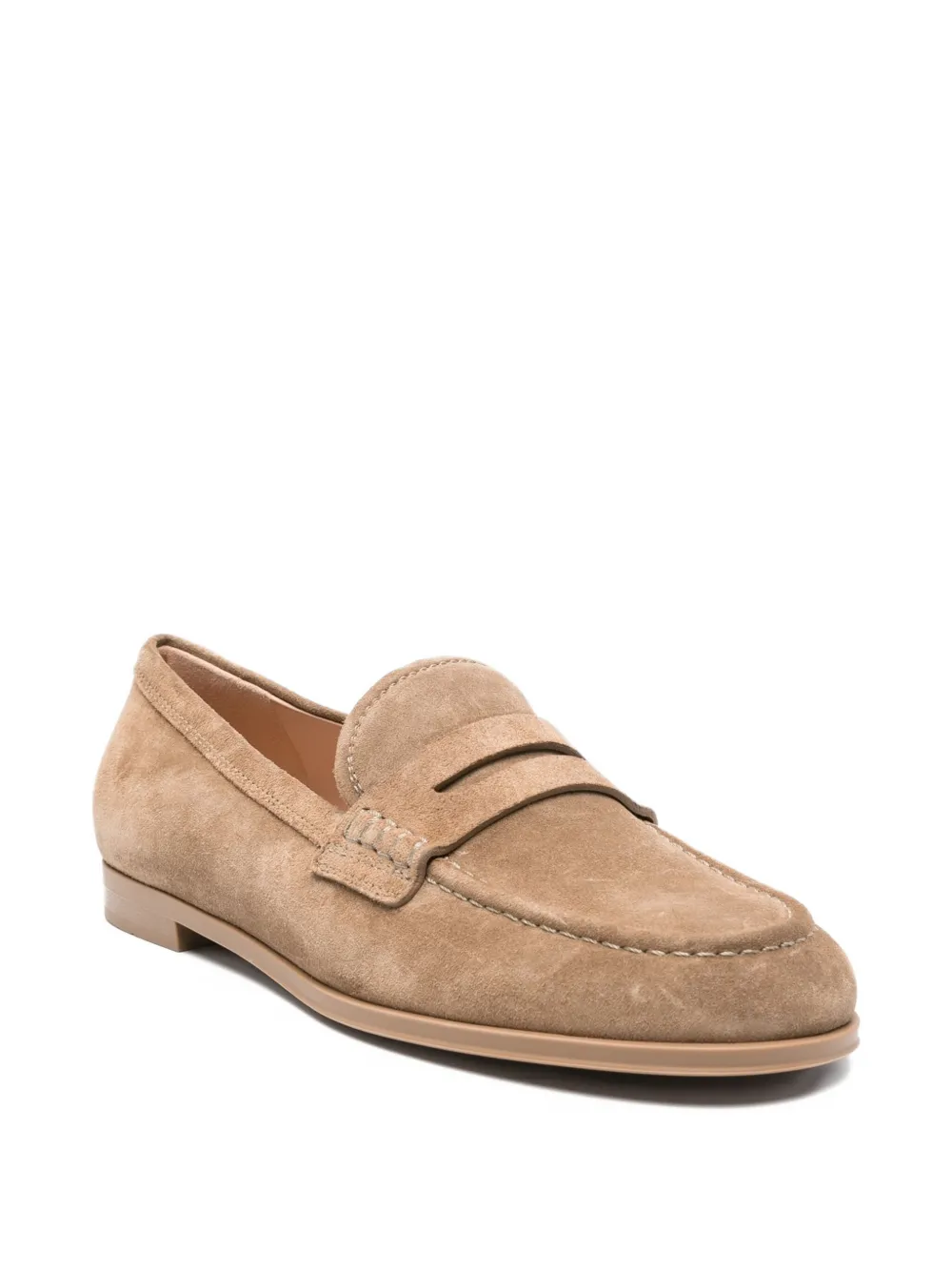 Gianvito Rossi Georgie penny suede loafers Neutrals