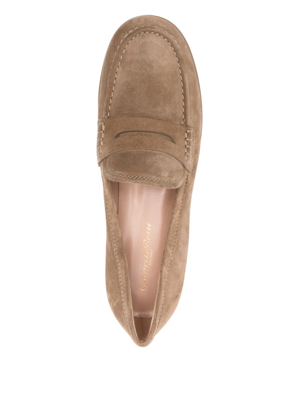 Gianvito Rossi Georgie penny suede loafers Neutrals