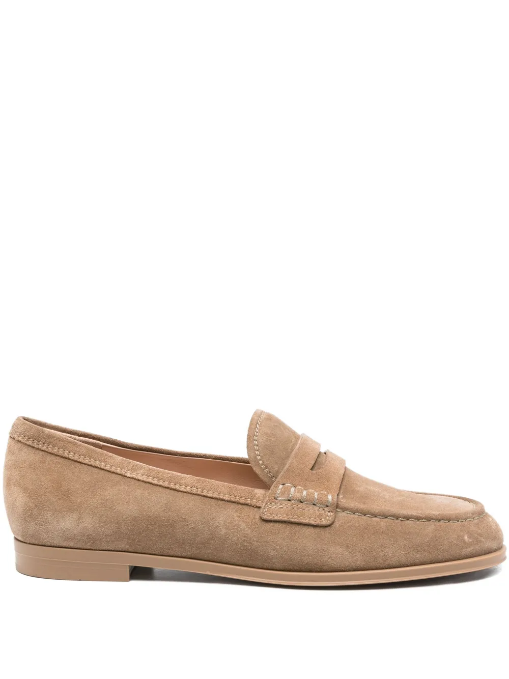 Gianvito Rossi Georgie penny suede loafers Neutrals