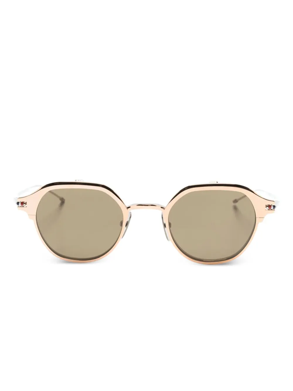 Thom Browne Eyewear Clip-on zonnebril met rond montuur Goud