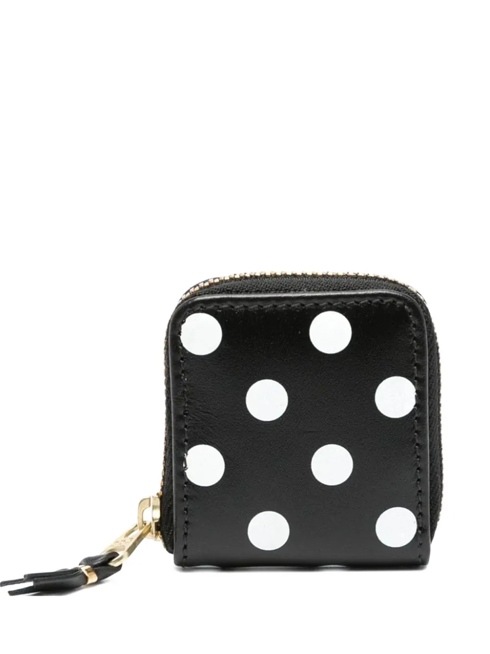 Comme Des Garçons Polka-dot Leather Coin Pouch In Black
