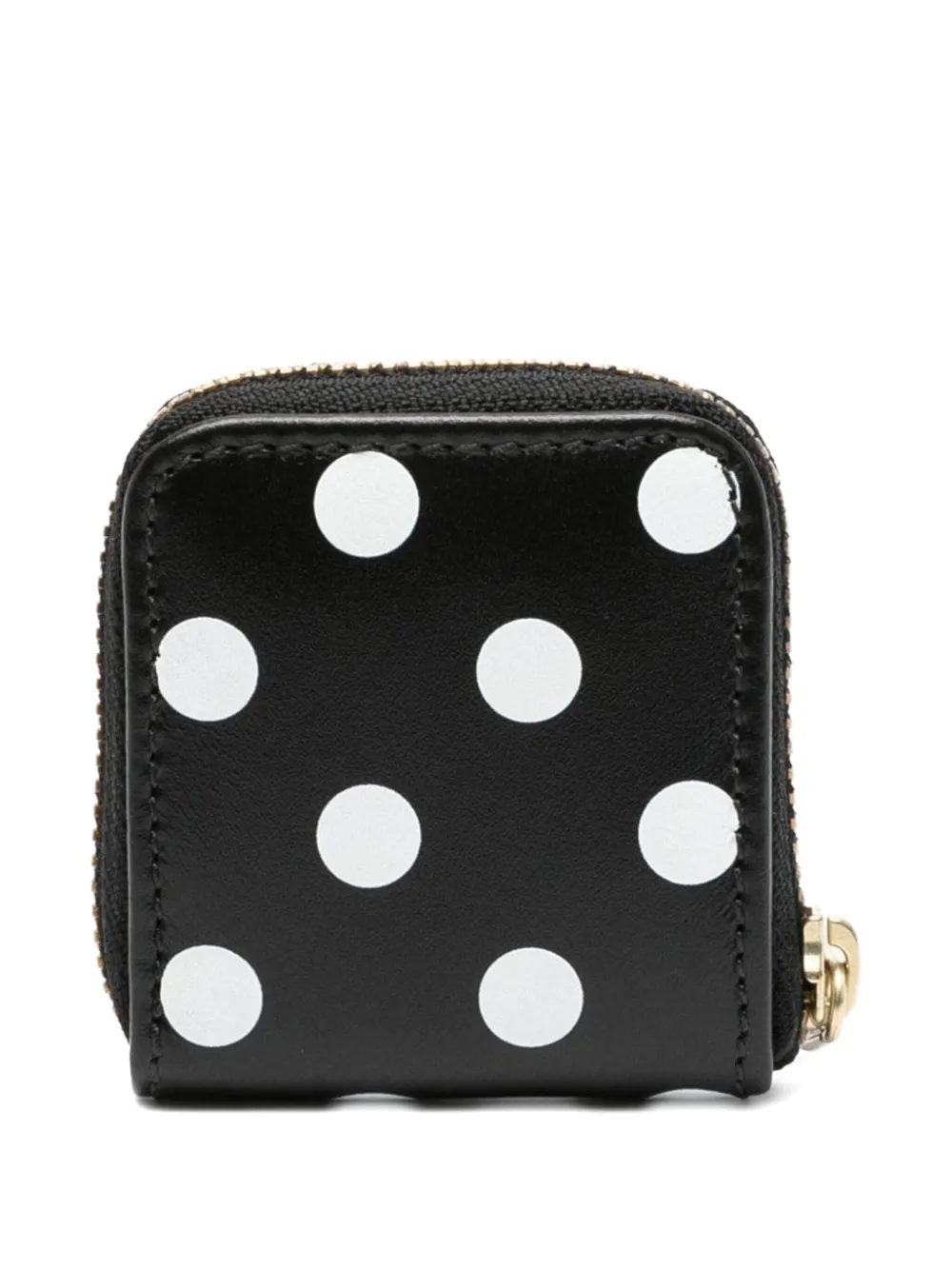 Comme Des Garçons Polka-dot Leather Coin Pouch In Black