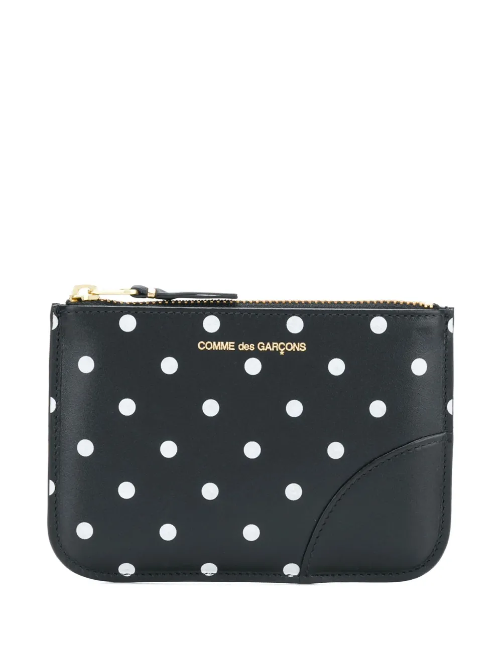 Comme Des Garçons Polka-dot Zip Coin Pouch In Black