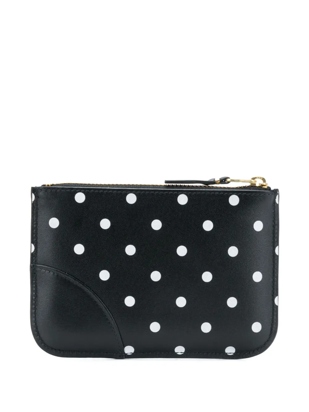 Comme Des Garçons Polka-dot Zip Coin Pouch In Black